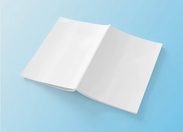 Open magazine soft cover mockup isolated on blue background 3d rendering