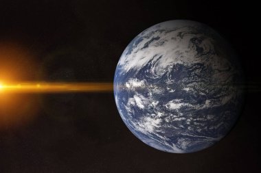 Atmosferindeki Atlas Okyanusu 'nun atmosferindeki Dünya Gezegeni görüntüsü NASA tarafından desteklenen bu görüntünün 3 boyutlu görüntüsü.
