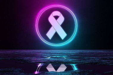 Aids 3D simge aydınlatıcı kat mavi ve pembe neon ışıklı 3D yansıtıcı