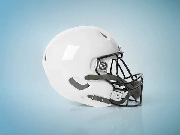 用蓝色背景模型3D渲染的白色美式足球头盔 — 图库照片