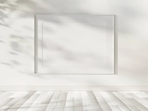 Fehér Keret Lóg Fényes Belső Mockup Sablon Egy Kép Keretezett — Stock Fotó