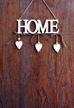 Word giriş, yürekleri kopya alanı vintage tahta zemin üzerine beyaz harfler