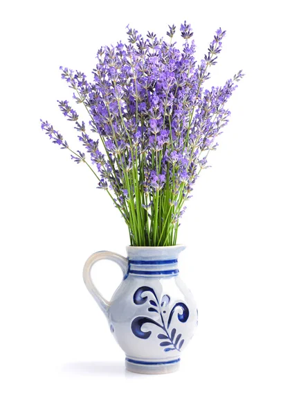 Bunch Lavendel Blommor Vit Bakgrund — Stockfoto