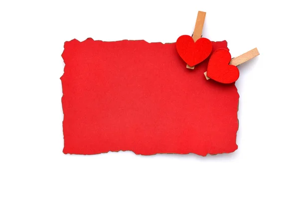 Tarjeta Roja Vacía Con Corazones Para Tus Saludos Por Día — Foto de Stock