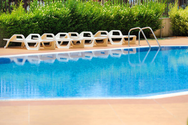 Beautiful view of swimming pool of luxury hotel