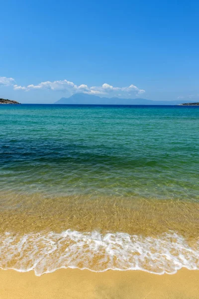 Conceito Céu Areia Marinha Areia Praia Céu Azul Verão Calma — Fotografia de Stock