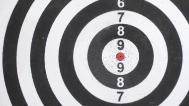 Beş dart ile siyah-beyaz dart tahtası üzerinde oyun dart