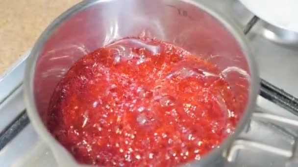 Balancement Ralenti Confiture Bouillante Gros Plan Séquences — Video