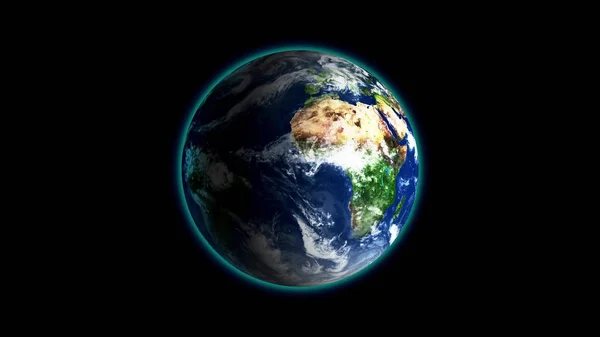 Realistic Earth Rotating on black background Loop . Globe is centered in frame, with correct rotation in seamless loop. — Stock Photo, Image