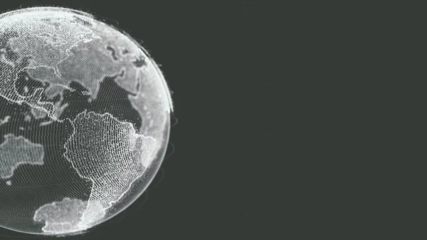 Jorden roterande slinga av roterande glödande prickar stiliserade värld världen med banor med kopia utrymme gamla stiliserade — Stockfoto