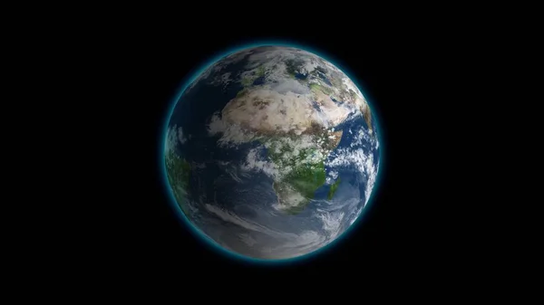 Ρεαλιστική Γη Περιστροφή σε μαύρο βρόχο. Globe επικεντρώνεται στο πλαίσιο, με σωστή περιστροφή σε αδιάλειπτη βρόχο. — Φωτογραφία Αρχείου