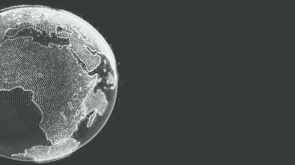 Jorden roterande slinga av roterande glödande prickar stiliserade värld världen med banor med kopia utrymme gamla stiliserade — Stockfoto