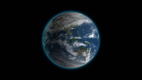 Realistyczna Ziemia obracająca się na czarnej pętli. Globus jest wyśrodkowany w ramce, z prawidłową rotacją w pętli bezszwowej. — Zdjęcie stockowe