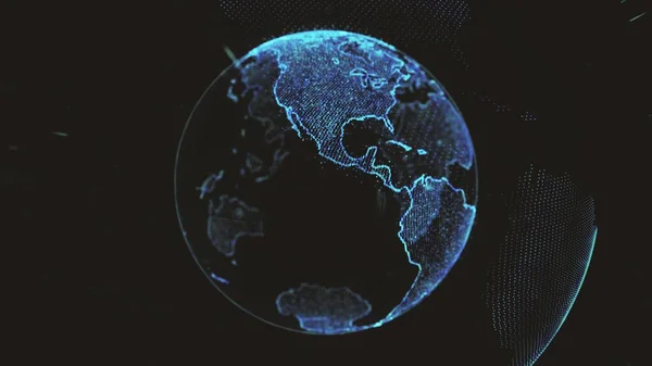 Dönen parlayan noktalardan oluşan dünya döngüsü yörüngeli dünya küresini biçimlendirdi
