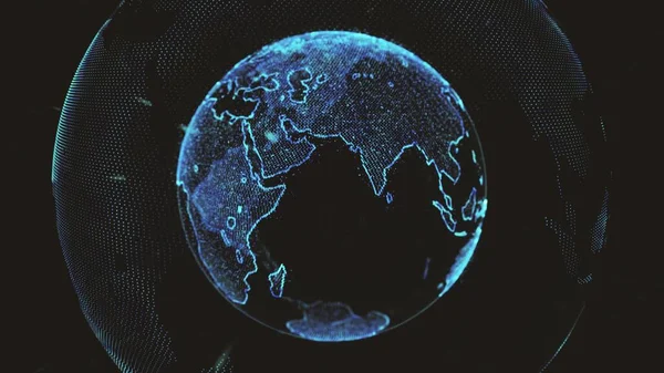 Dönen parlayan noktalardan oluşan dünya döngüsü yörüngeli dünya küresini biçimlendirdi