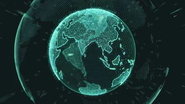 Dönen parlayan noktalardan oluşan dünya döngüsü yörüngeli dünya küresini biçimlendirdi