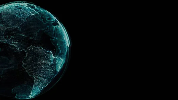 Dönen parlayan noktalardan oluşan dünya döngüsü, fotokopi uzayı ile şekillendirilmiş dünya küresi.