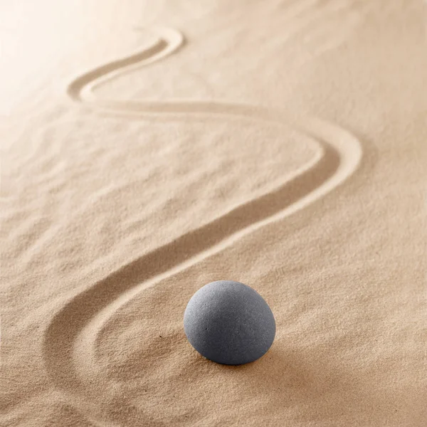 Harmonie Reinheit Und Spiritualität Hintergrund Zen Meditation Stein Sandgarten Achtsamkeit — Stockfoto
