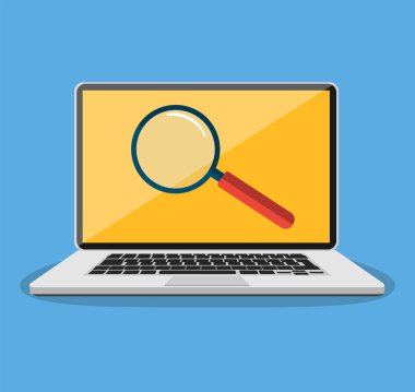 Büyüteç ekranda ile dizüstü bilgisayar.