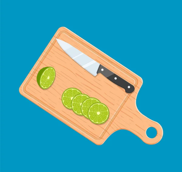 Fatias de limão na placa de corte da cozinha — Vetor de Stock