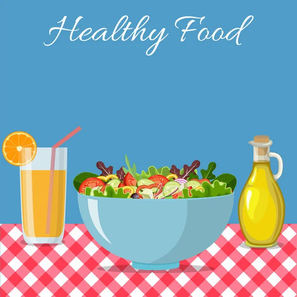 Eating salads to you healthy. — Stock Vector