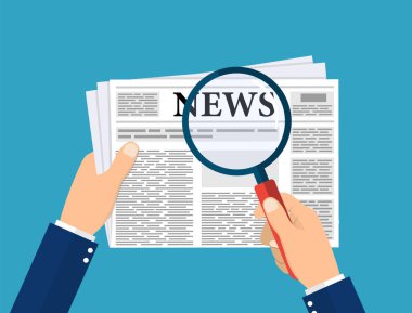 Gazete ve Büyüteç Camı tutan el