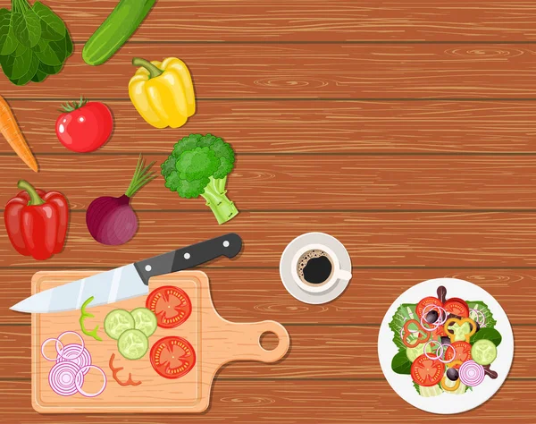 Esstisch mit Gemüse — Stockvektor