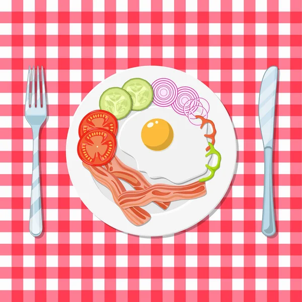 ベーコンと野菜のオムレツ. — ストックベクタ