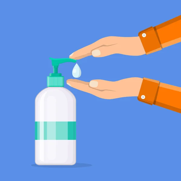 Disinfection concept. Liquid soap — Stock Vector
