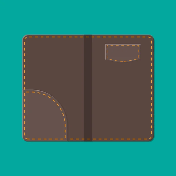 Carpeta de cuero para efectivo, monedas y cheque de caja. estilo — Archivo Imágenes Vectoriales