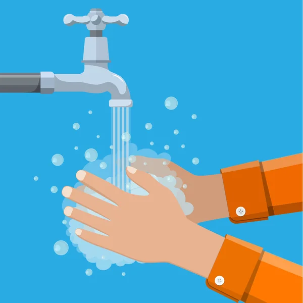 Mains sous l'eau qui tombe du robinet . — Image vectorielle
