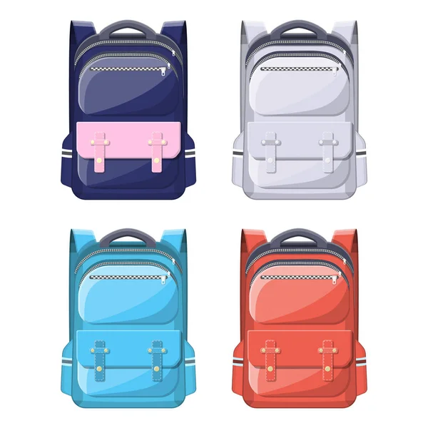 Coloridas mochilas escolares . — Vector de stock