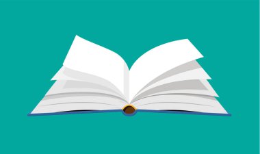 Sayfaları aşağı bir yukarı yönlü ile açık kitap.