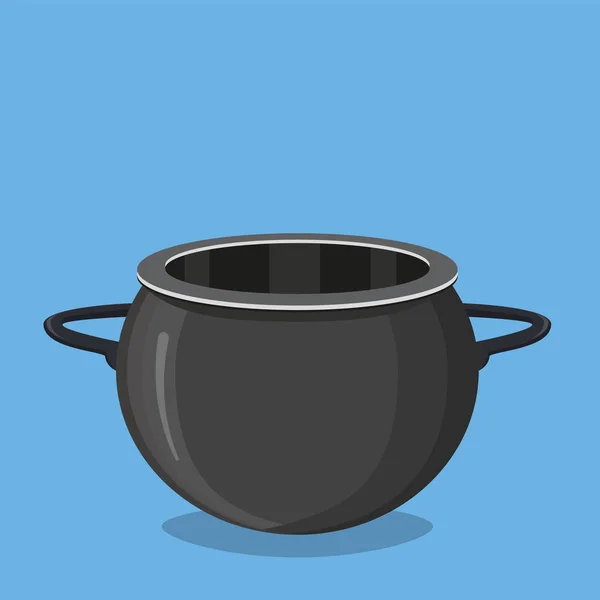 Černá vaření hrnec, prázdné výstupku — Stockový vektor