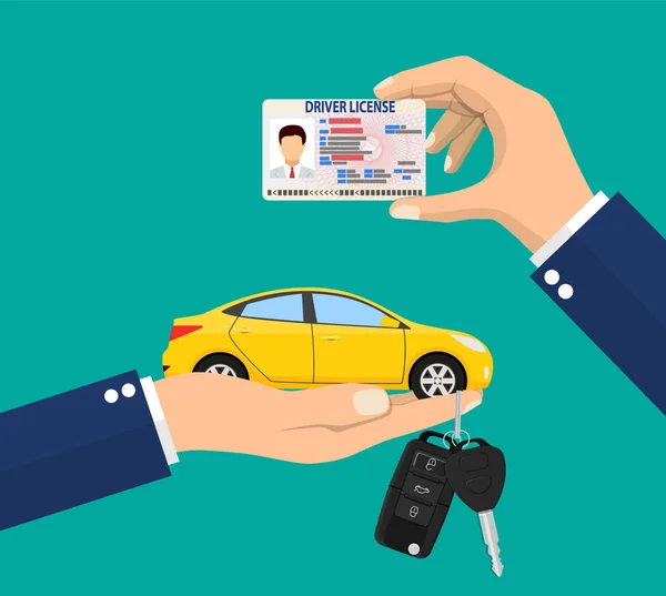 Auto bestuurder licentie-id kaart in de hand — Stockvector
