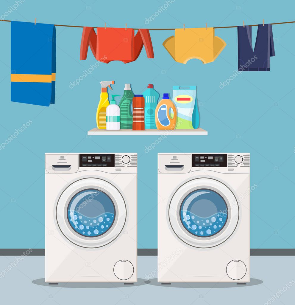 wash machine with laundry service icons