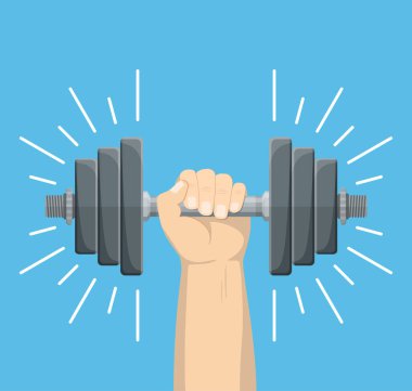 el bir dumbbell tutarak.