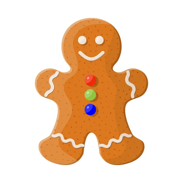 Holiday gingerbread man cookie. — Stock Vector