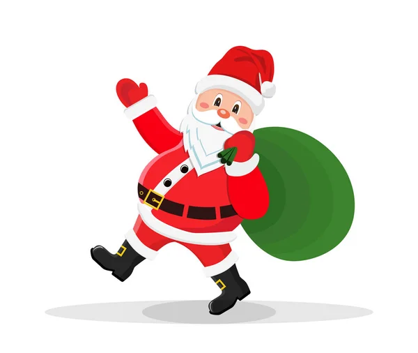 Weihnachtsmann geht mit Geschenktüte — Stockvektor