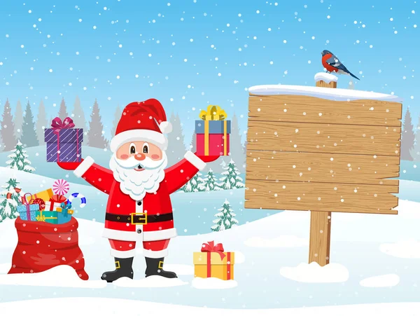 Santa Claus con bolsa de regalo — Vector de stock