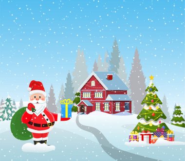 Karlı Noel manzaralı ev