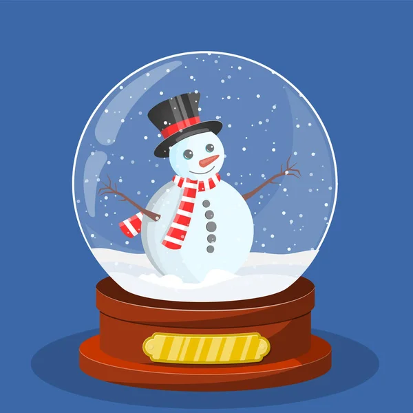 Schneeglaskugel mit Weihnachtsschneemann — Stockvektor
