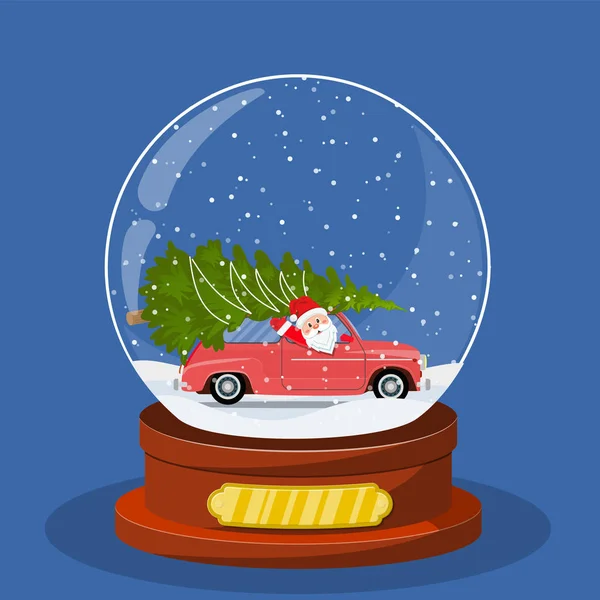 Різдво сніговий шар з ретро-автомобіль — стоковий вектор