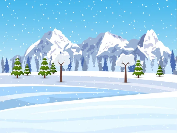 Winter snowy Mountains landscape — Stock Vector