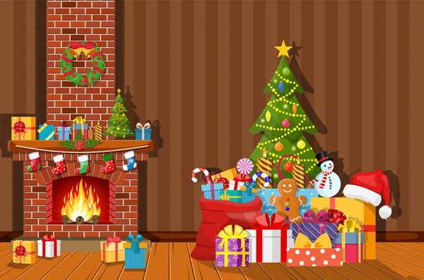 房间的圣诞节内饰 — 图库矢量图片