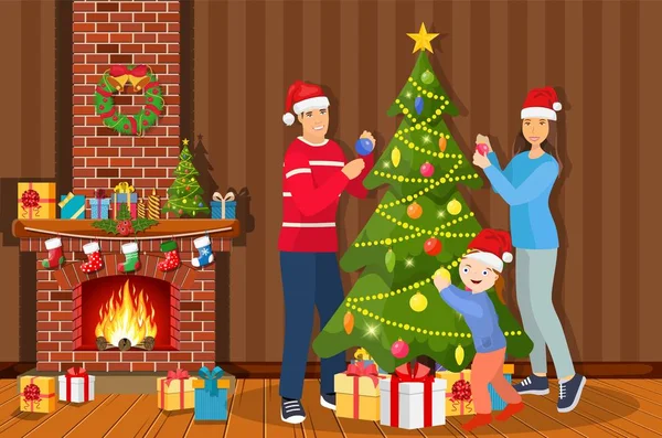 家居装饰圣诞树 — 图库矢量图片