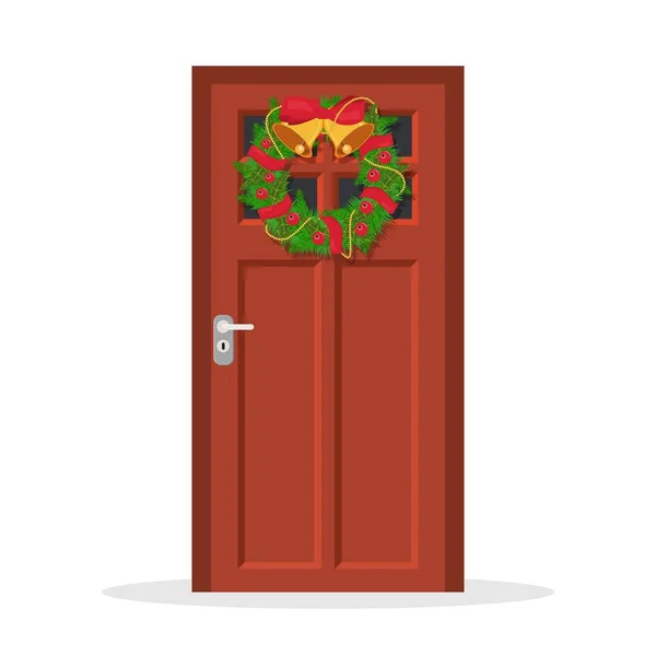 Puerta con corona de Navidad — Archivo Imágenes Vectoriales