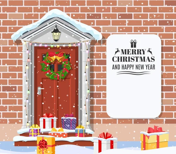 House door decoration for the Christmas — Stock Vector