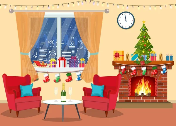 Chambre de Noël intérieur. — Image vectorielle