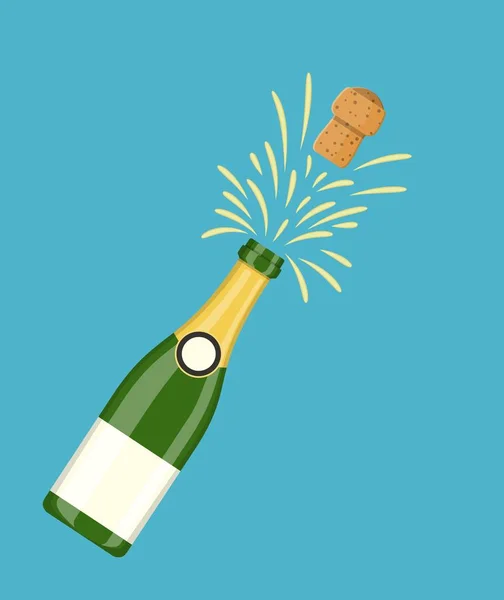 Fles Champagne explosie — Stockvector